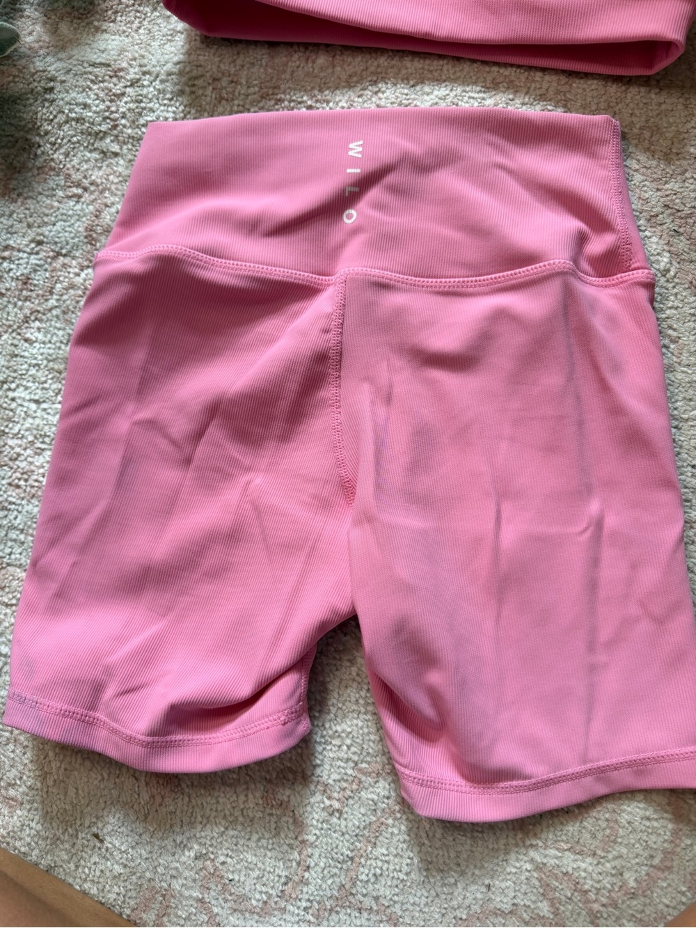 WILO The Label Pink Ribbed Sports Bra Biker Shorts Set S - Picture 2 of 5